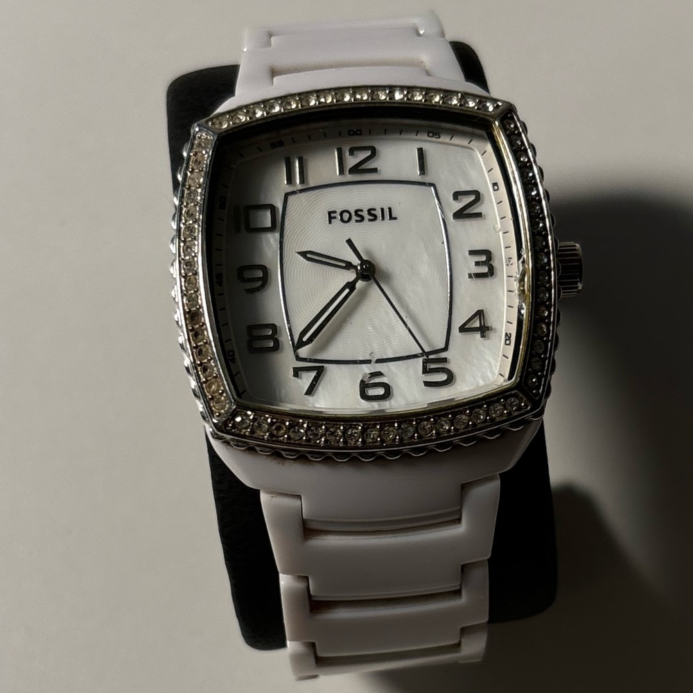 White Fossil Watch